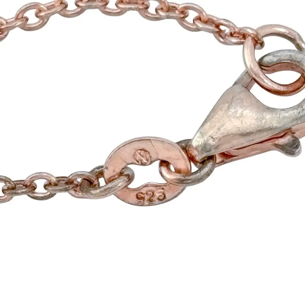 Vintage Sterling Silver 925 Rose Gold-Tone Cubic Zirconia Station Necklace 16